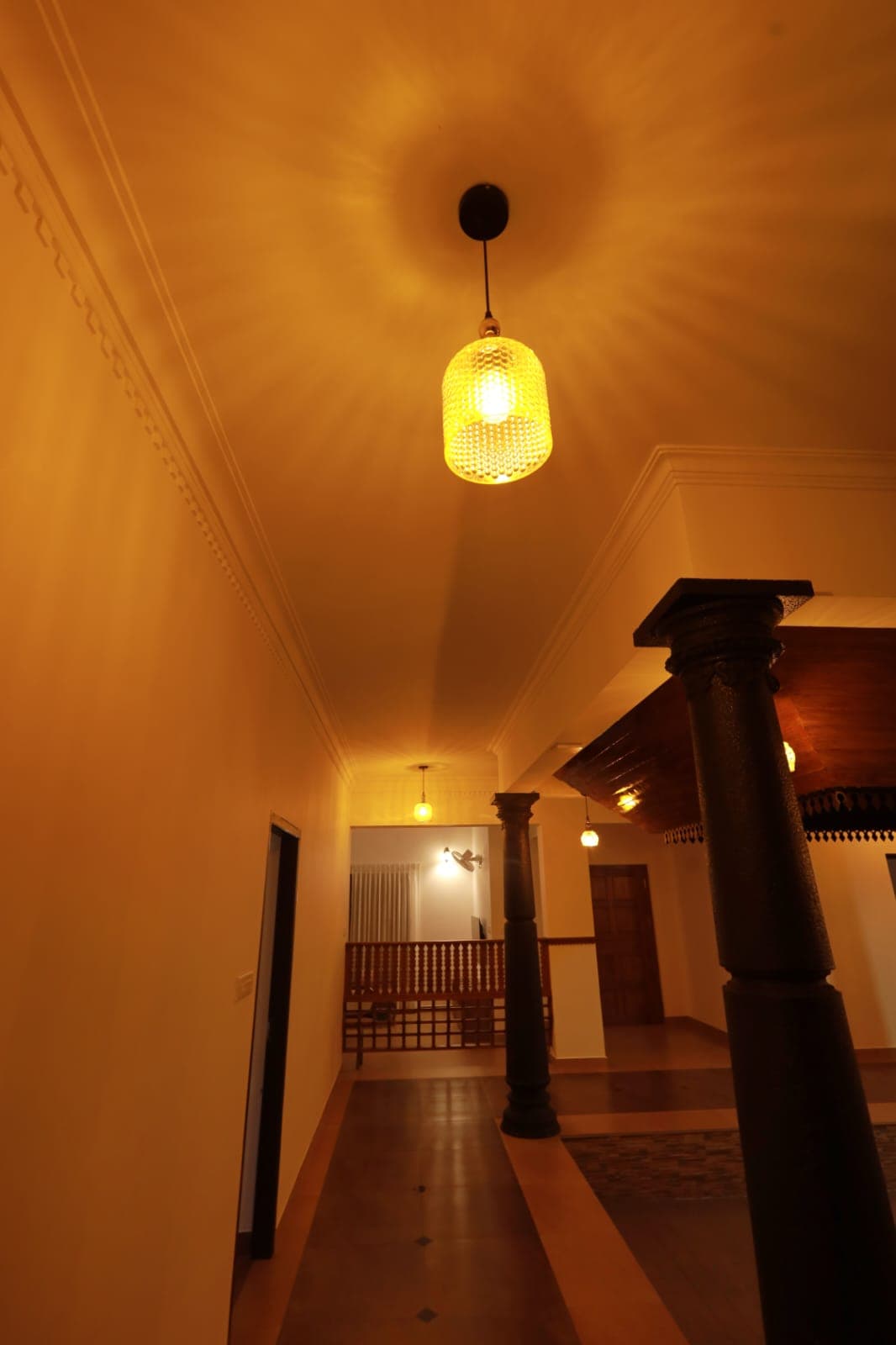 Pendant lamp above the upstairs corridor