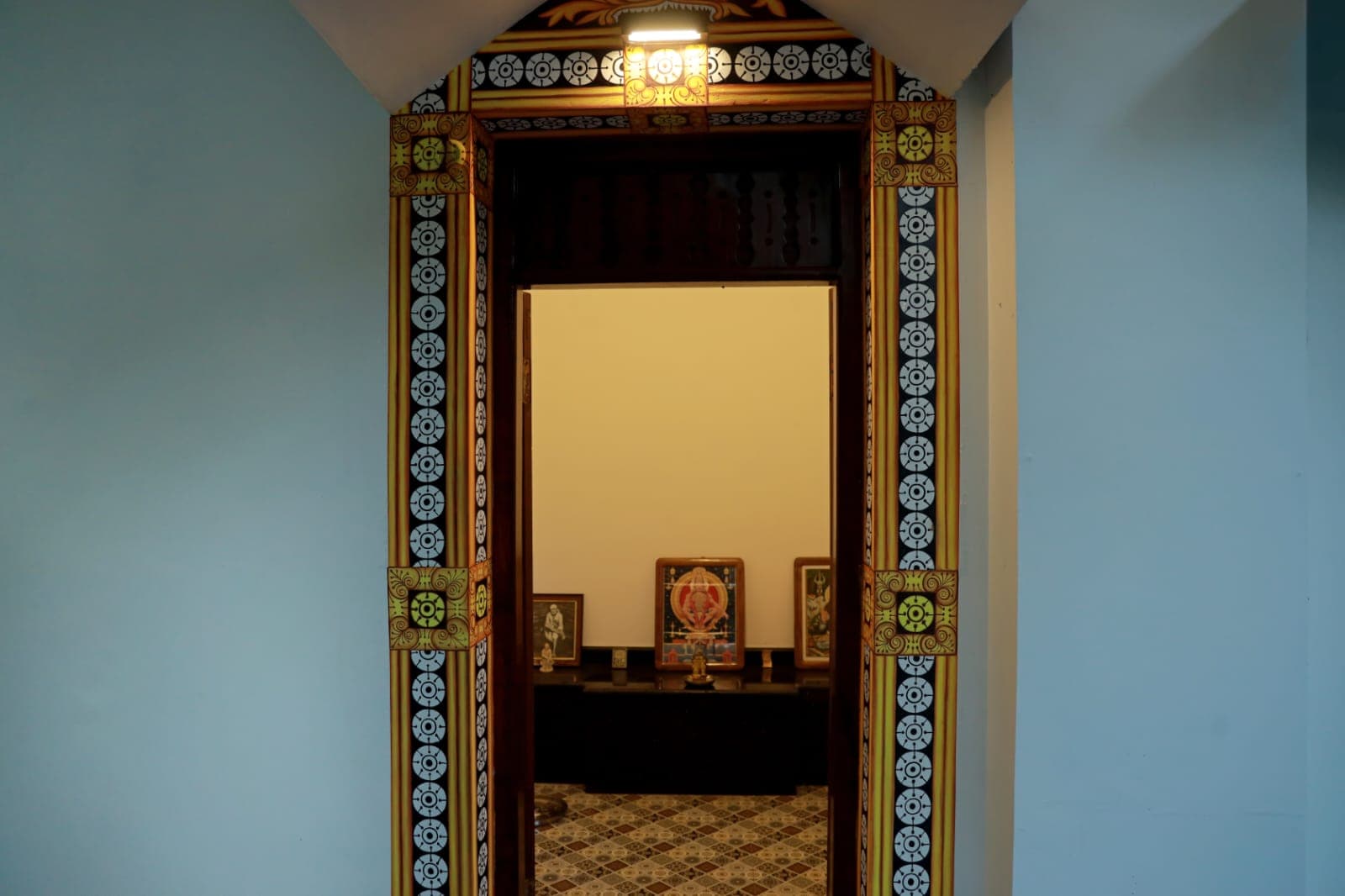 Painted doorway to the family prayer room